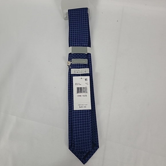 NEW PERRY ELLIS PORTFOLIO Men's Necktie Slim Designer Geometric Blue NWT $45 - Picture 4 of 6